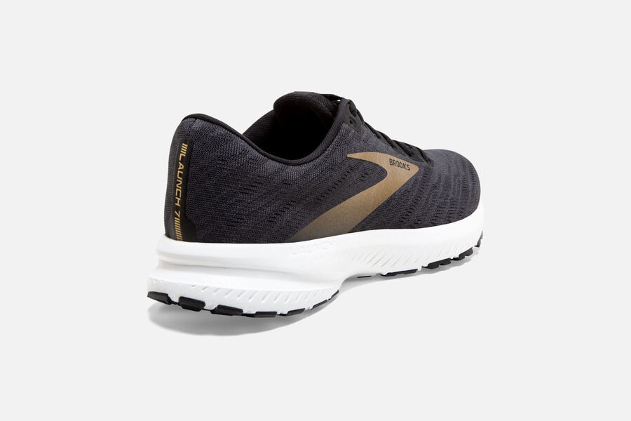 Launch 7 Road Brooks Running Shoes NZ Mens - Black/Gold - LMQKRO-439